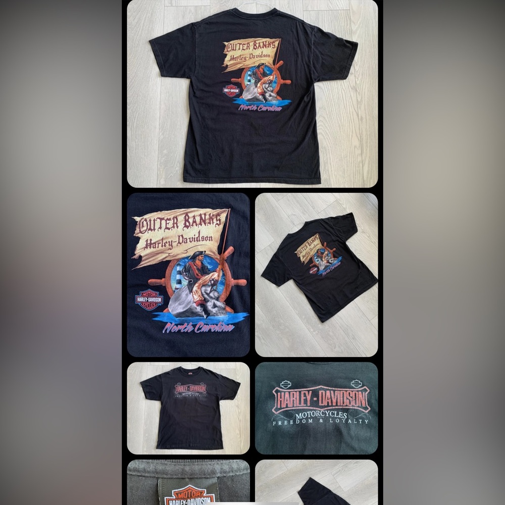 Harley Davidson Maui Hawaii T-Shirt Motorcycle Ocean Surf Surfboard Paradise L